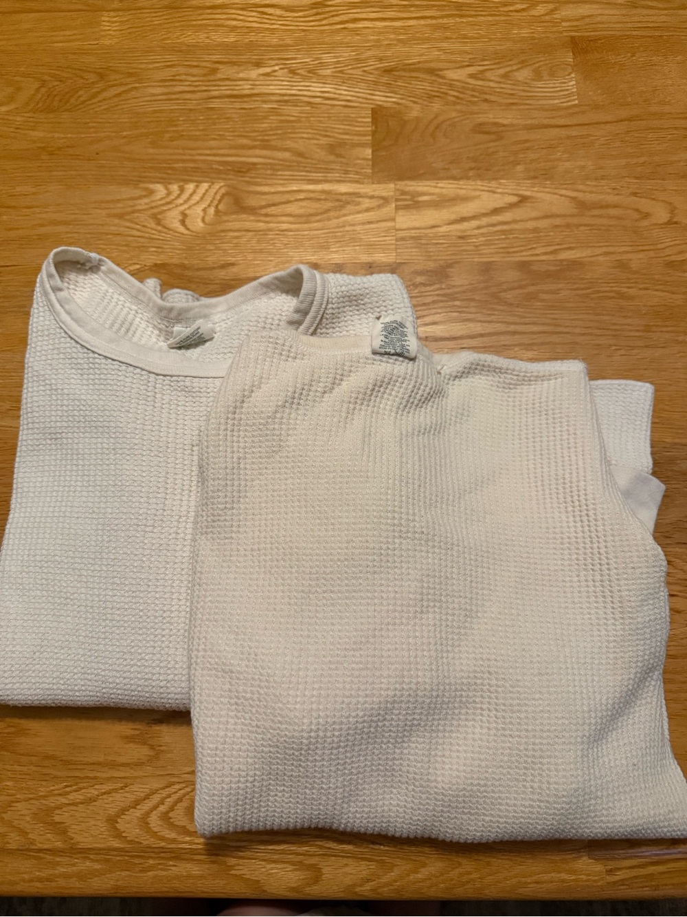 Men's White Thermal Crewneck Top - Classic Waffle Knit